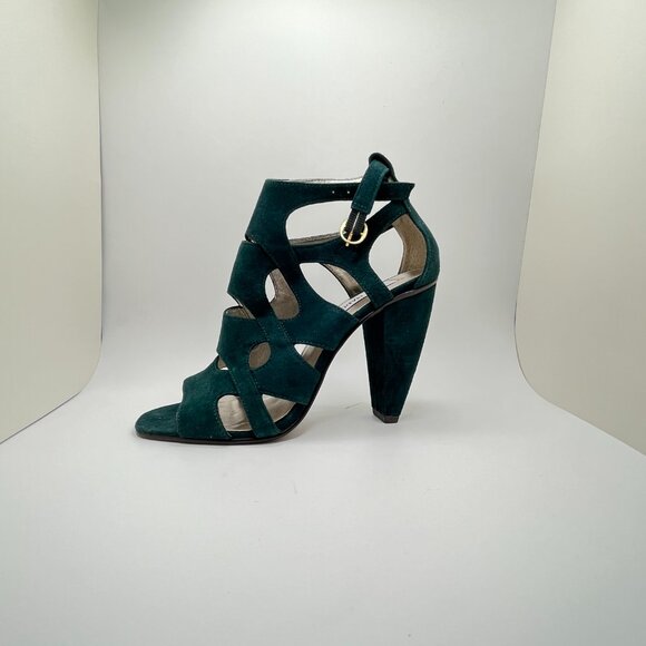 Steve Madden Green Suede Heeled Strappy Sandals Size 6M - Picture 6 of 10